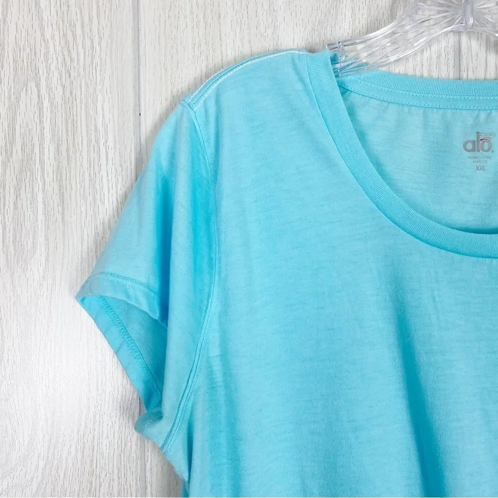ALO Yoga | Light Blue Cool Fit Short Sleeve Tee Size XXL - Picture 5 of 8